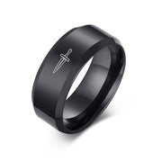 Men's Laser Dagger Black Stainless Ring - Snark-Wear