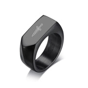 Men's Laser Dagger Black Stainless Ring - Snark-Wear