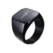 Men's Laser Dagger Black Stainless Ring - Snark-Wear