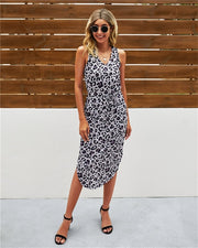 Leopard Print V-Neck Sleeveless Dress - Snark-Wear